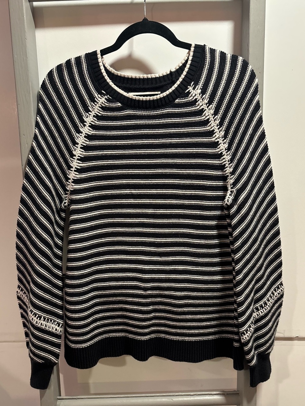 LOFT women’s Med, cotton Crewneck Sweater, fisherman, nautical, costal, natural